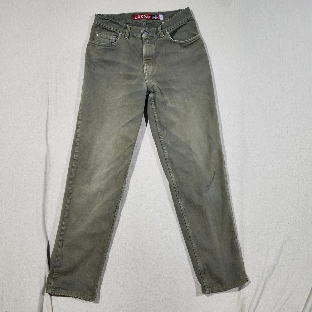 Vintage Levis SilverTab Loose Olive Green Jeans Made in USA 31x32 501-0596